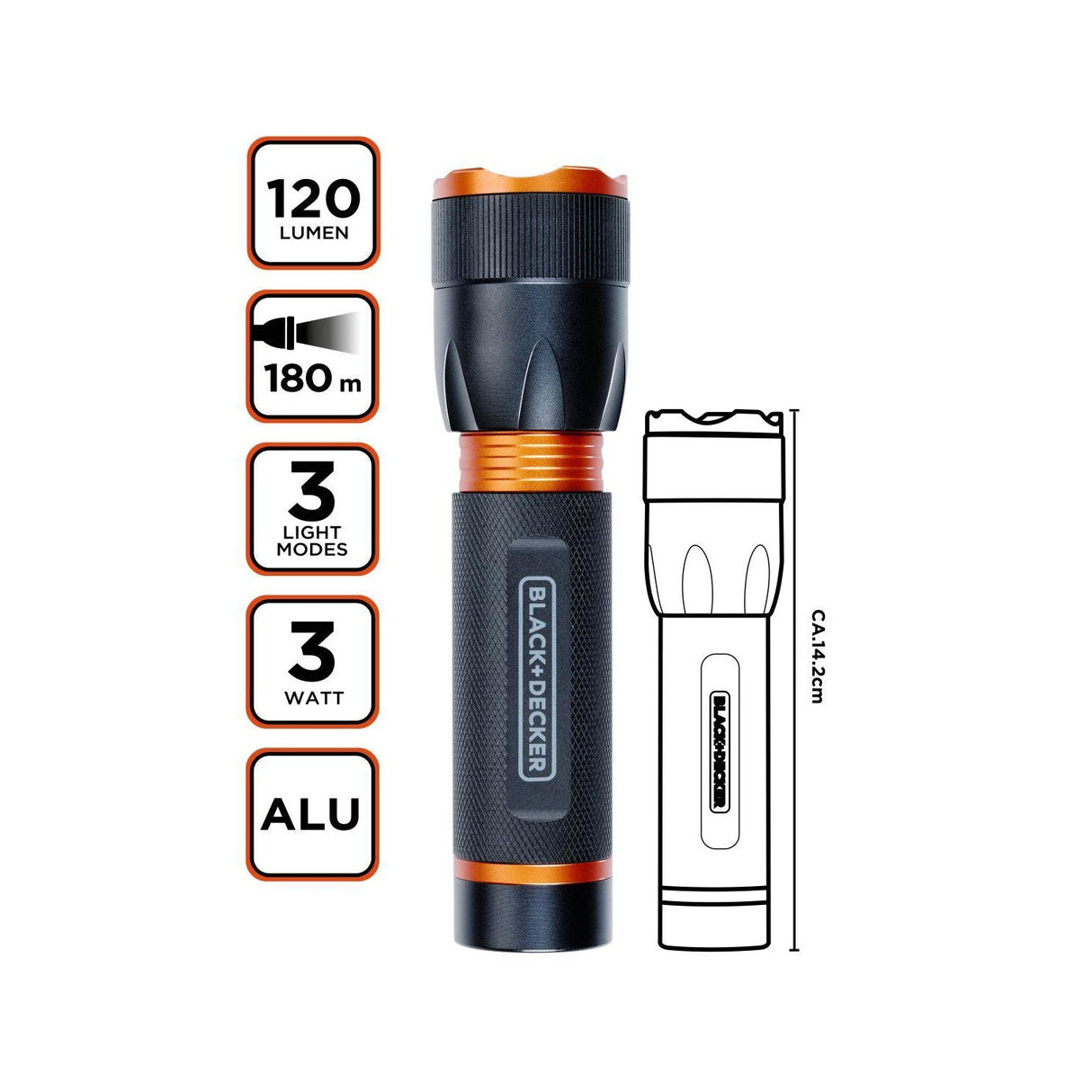 Linterna LED Black+Decker con Alcance de 180 m