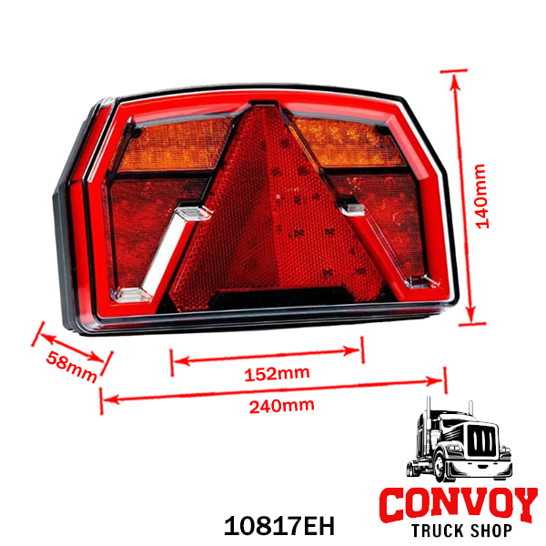 LED Rear Light, 3-Function, Triangle Reflector, Wired, Left, Canbus, 12V