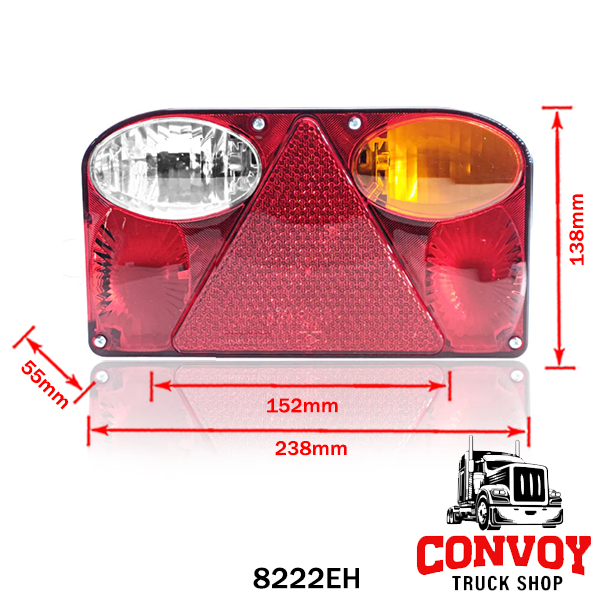 Rounded Triangle Trailer Tail Light with Reflector