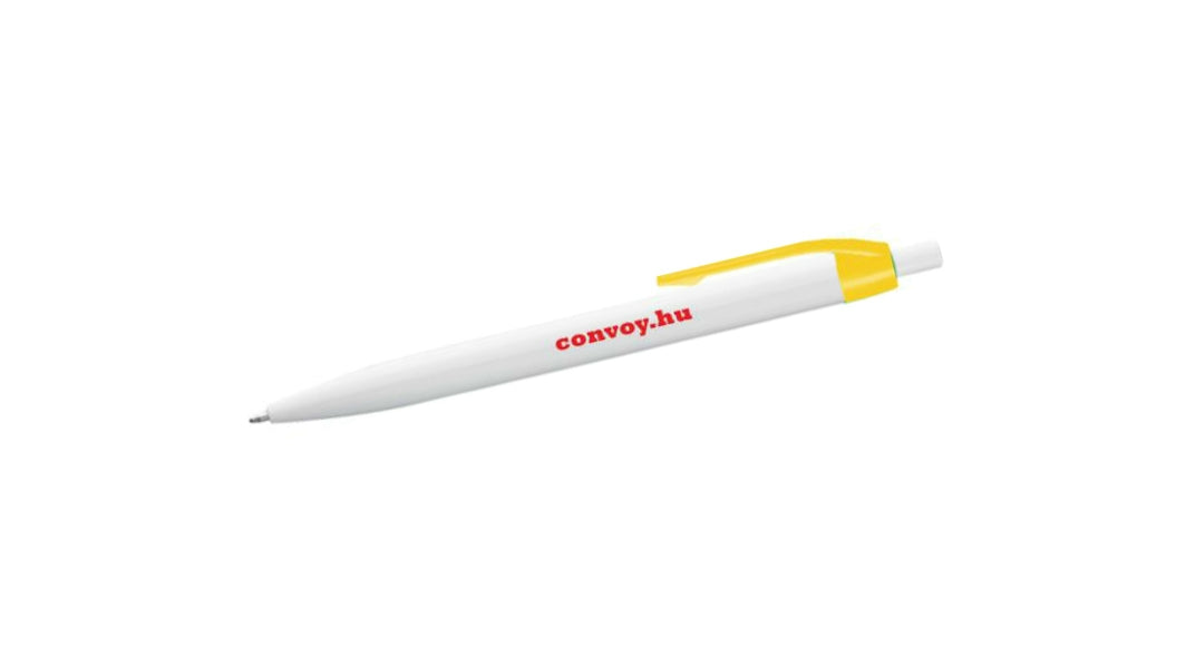 Penna a sfera bianca con scritta convoy.hu e inchiostro blu