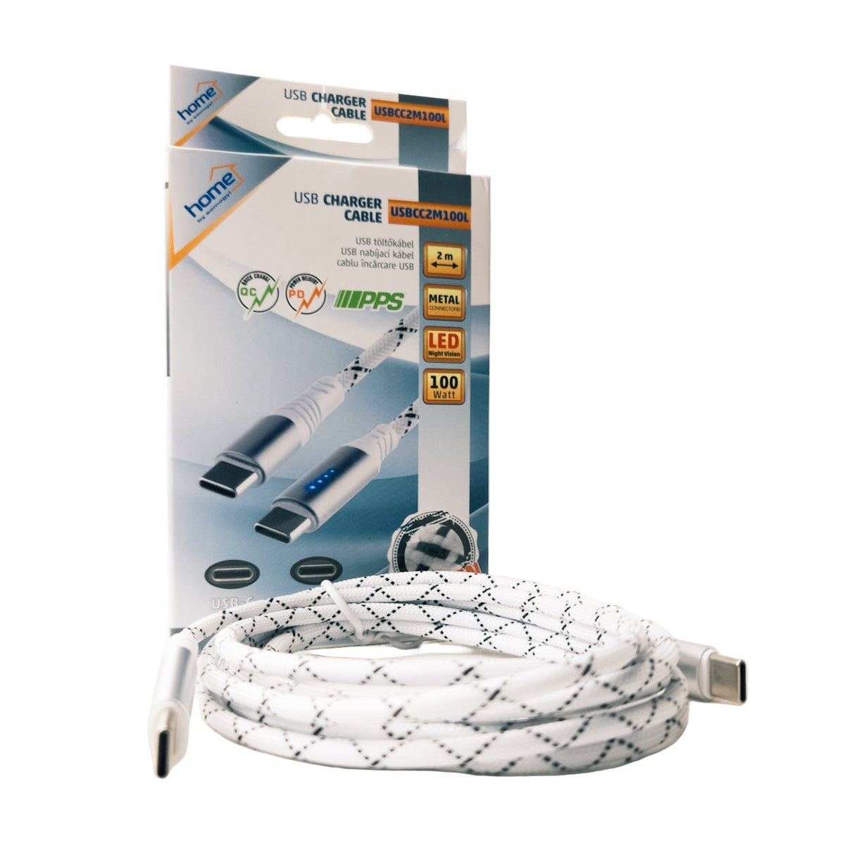 USB-C Charging Cable 100W Fast Charge with LED Display – 2m