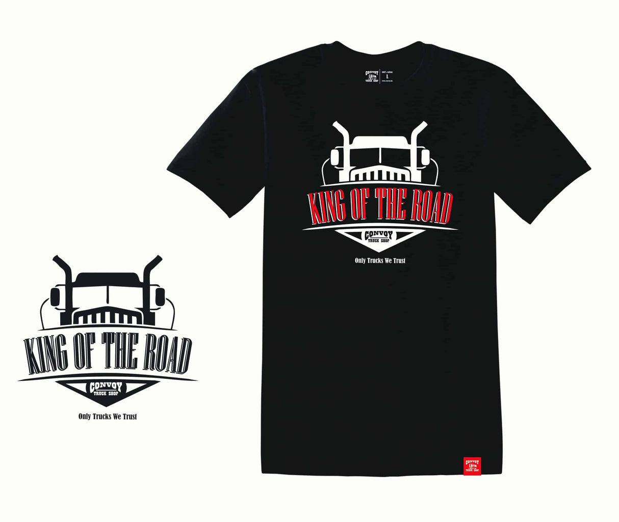 King of the Road T-Shirt – Schwarz, 100% Baumwolle