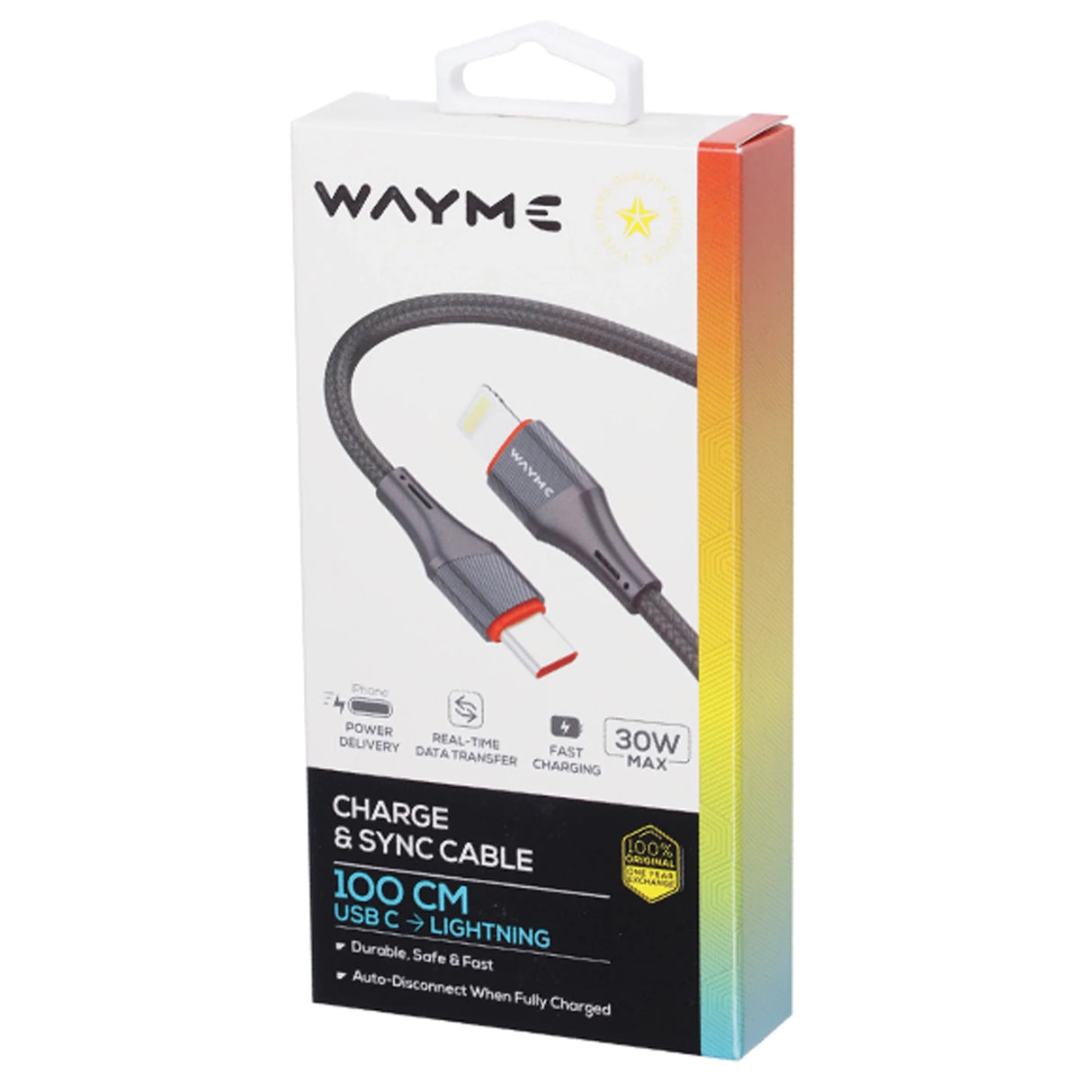 Câble USB-C vers Lightning 100 cm – Charge et transfert rapides (30W max)