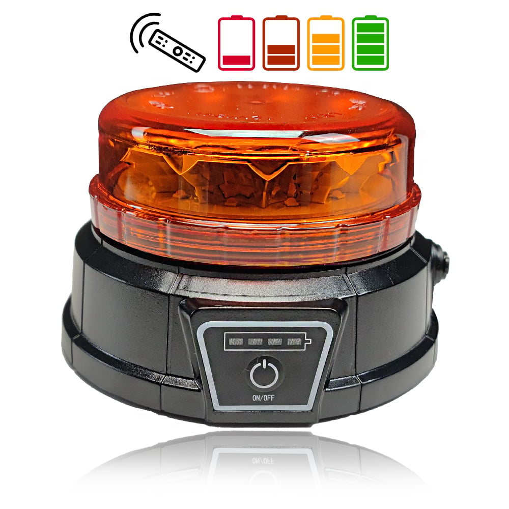 Ultra-Slim Yellow LED Strobe Light with Magnetic Base and Remote Control