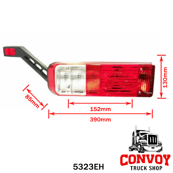 5-Chamber Rear Lamp for Krone with Triangular Reflector and Rubber Sidemarker - Dasteri