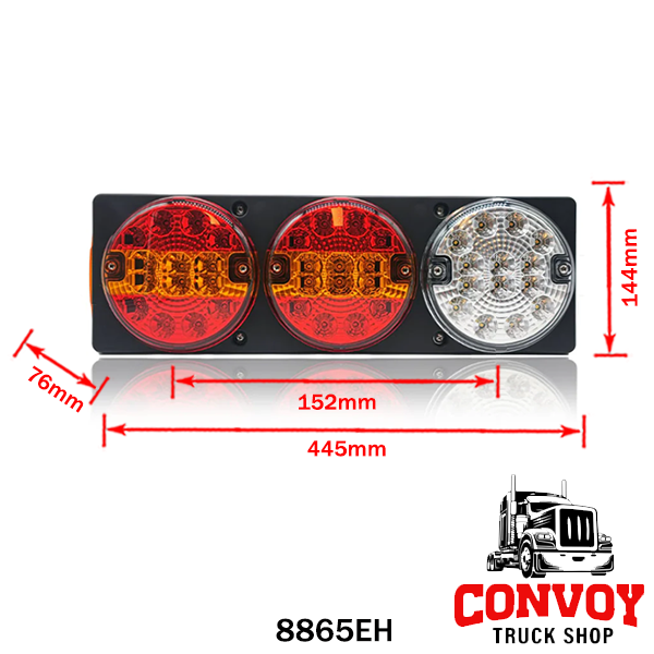 Rear LED Tail Light, 5-Function, Reverse, 12/24V