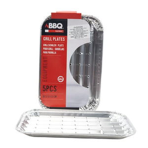 Aluminum Grill Tray Set for BBQ – Flat, Pack of 5