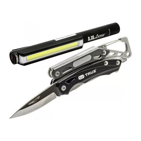 Компактен мултифункционален инструмент и работна лампа – практичен комплект