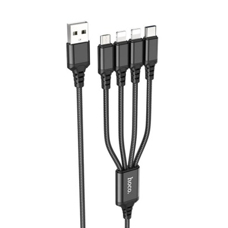 USB Καλώδιο 4 σε 1 Hoco X76, 1m, Μαύρο