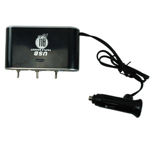 3-Way Car Cigarette Lighter Splitter with Switches and USB Port
