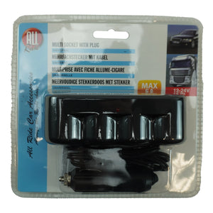 4-Socket Car Cigarette Lighter Splitter with Red LED Indicator