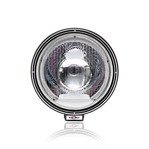 Round High Beam Headlight with White Lens and LED Position Light